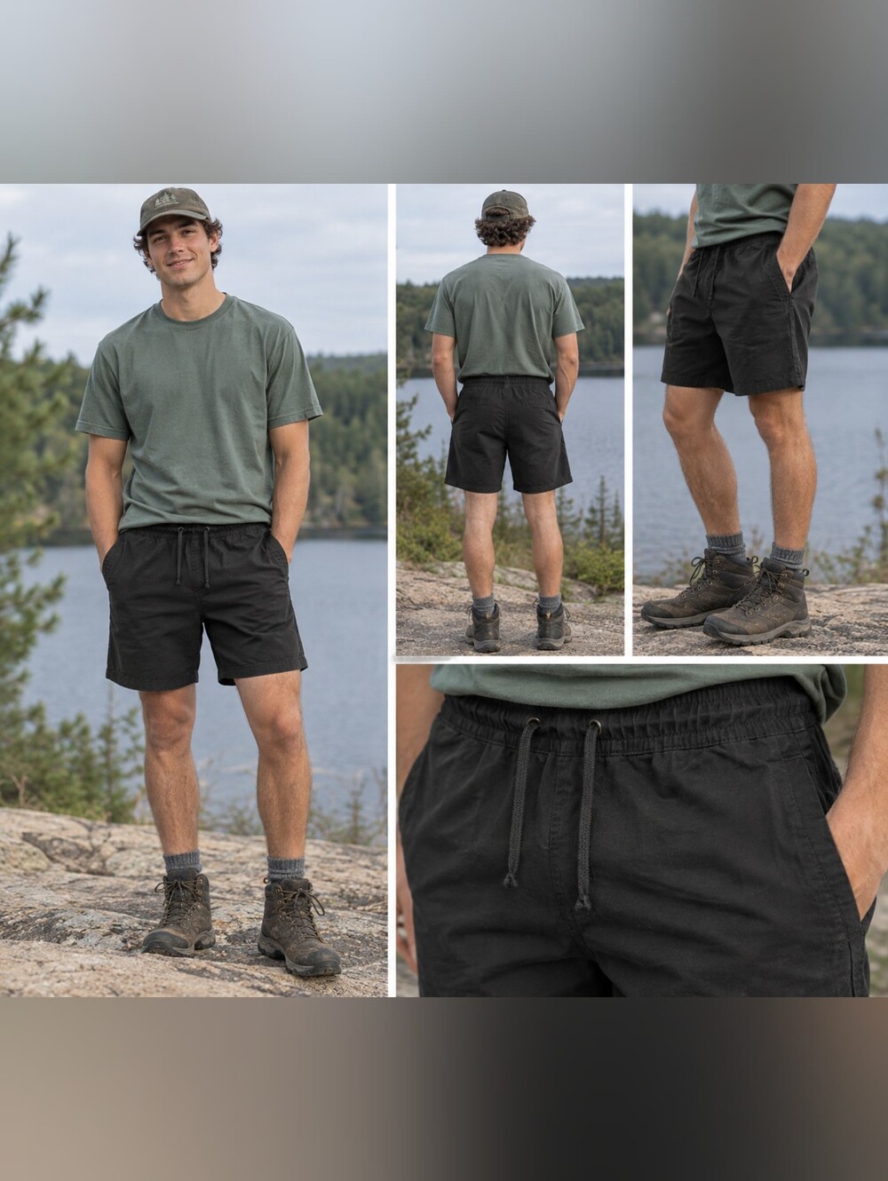 Men's Black Athletic Drawstring Shorts